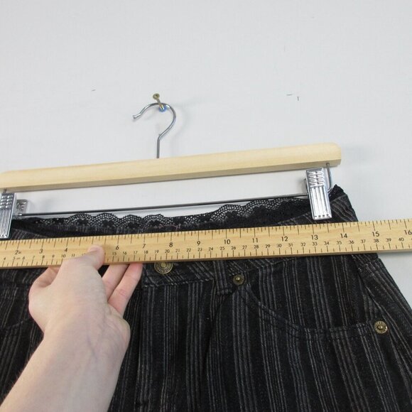 Edikted Women Jeans S Black Low Rise Stripe Lace Trim Wide Leg Trendy Preppy 626 - Picture 12 of 16